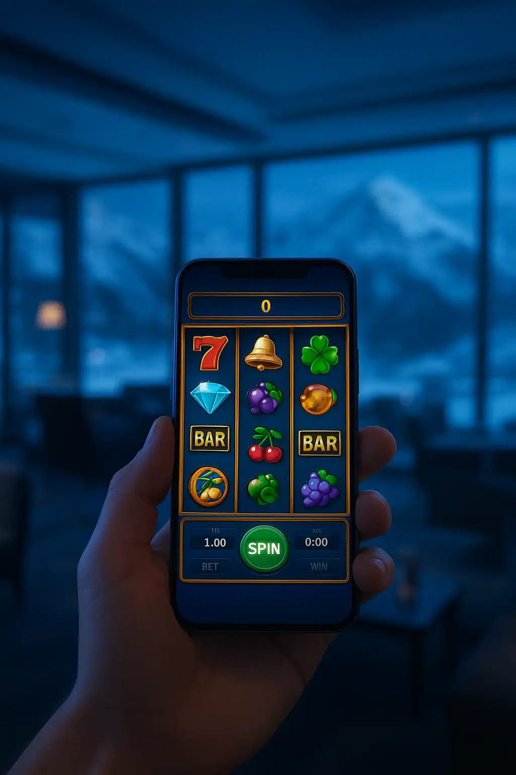 Smartphone showing the Reelson Casino mobile app slot interface